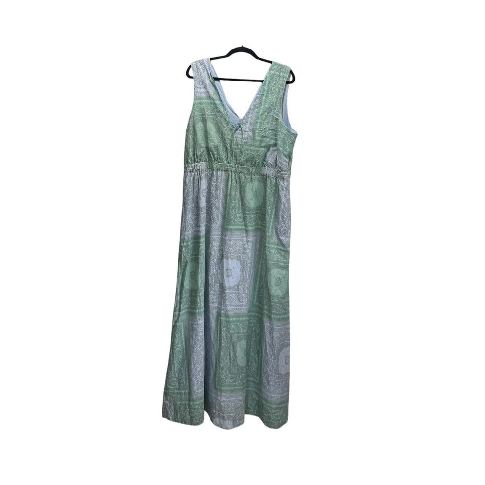 Nautical Beach Regency Green Paisley Bandana Patchwork Cotton Maxi Dress XL